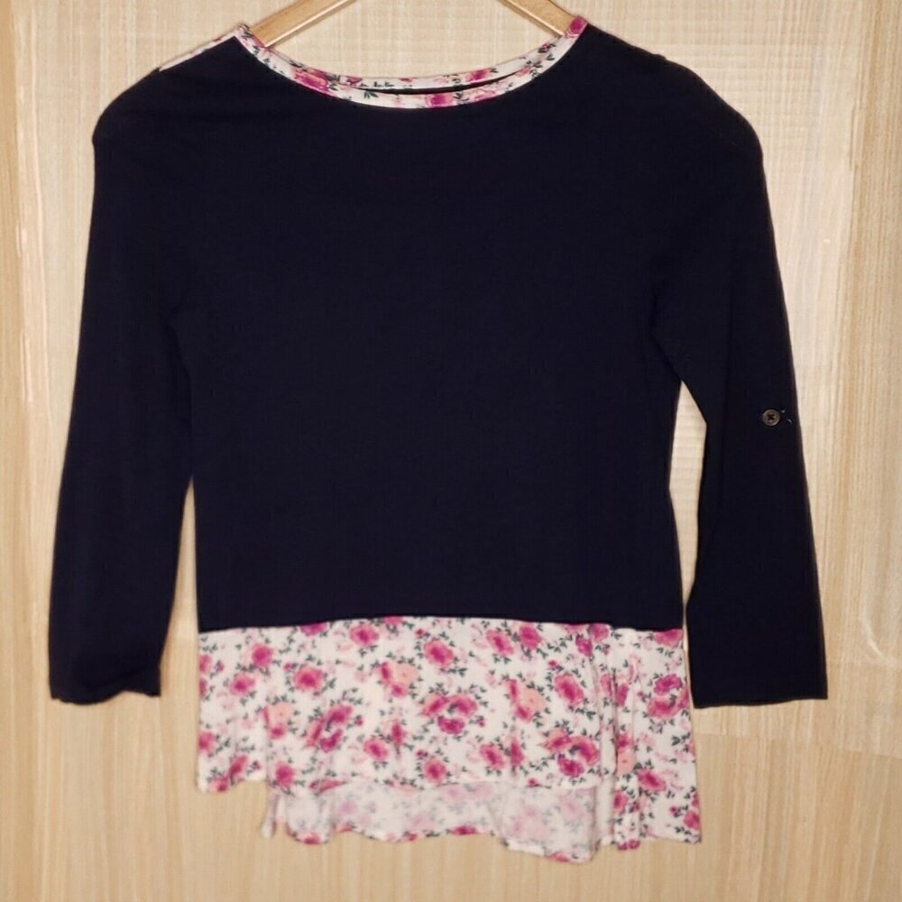Maison Jules Womens Floral Long Sleeve Top XS